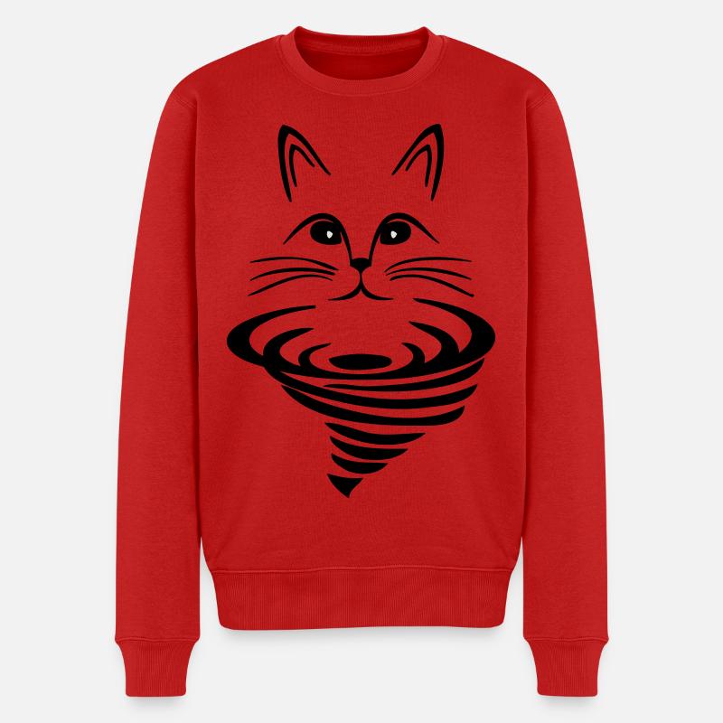 Katze auf Strudel - Männer Premium Bio Pullover - Rot
