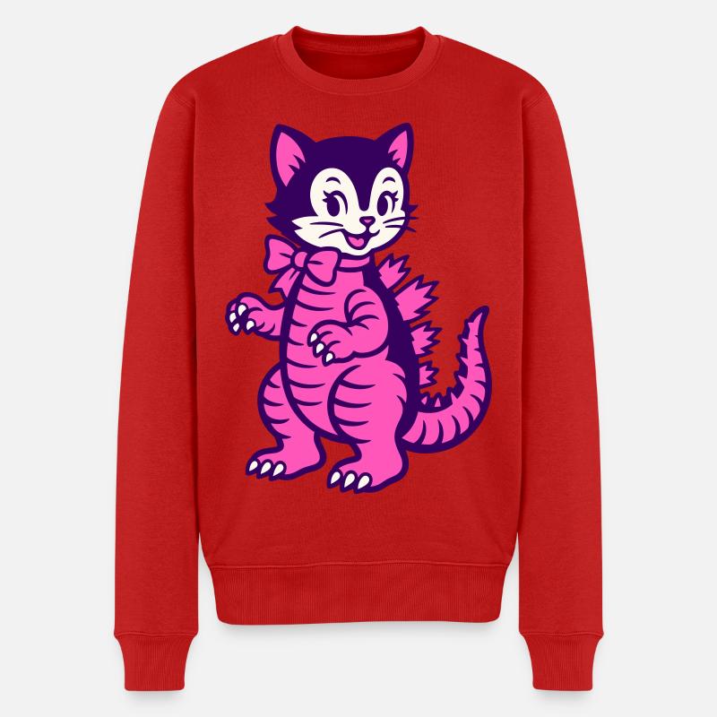 Monster Cat - Männer Premium Bio Pullover - Rot