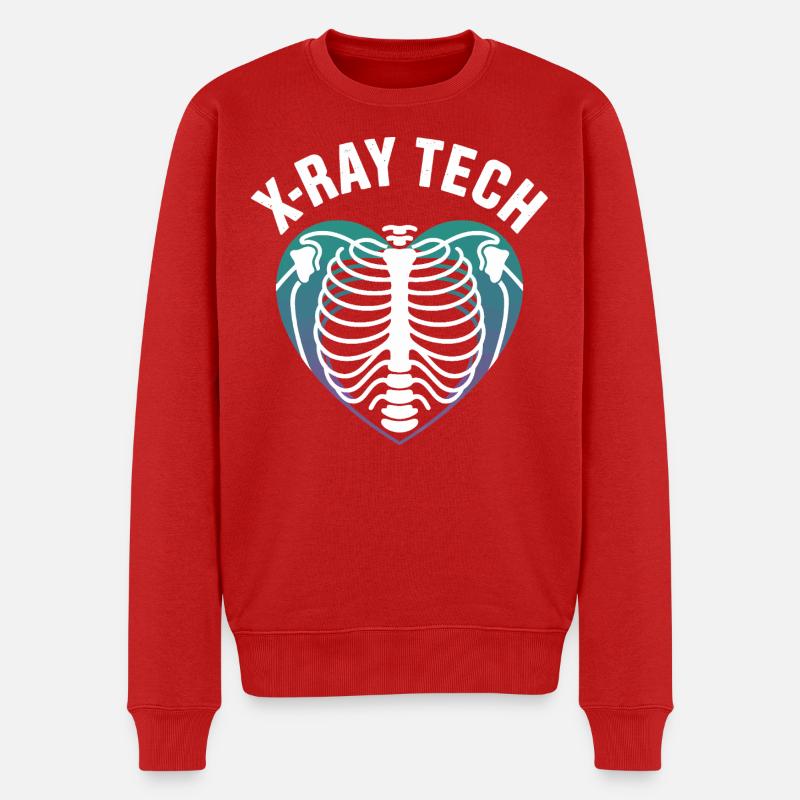 X-Ray Tech Herzröntgen Print - Männer Premium Bio Pullover - Rot