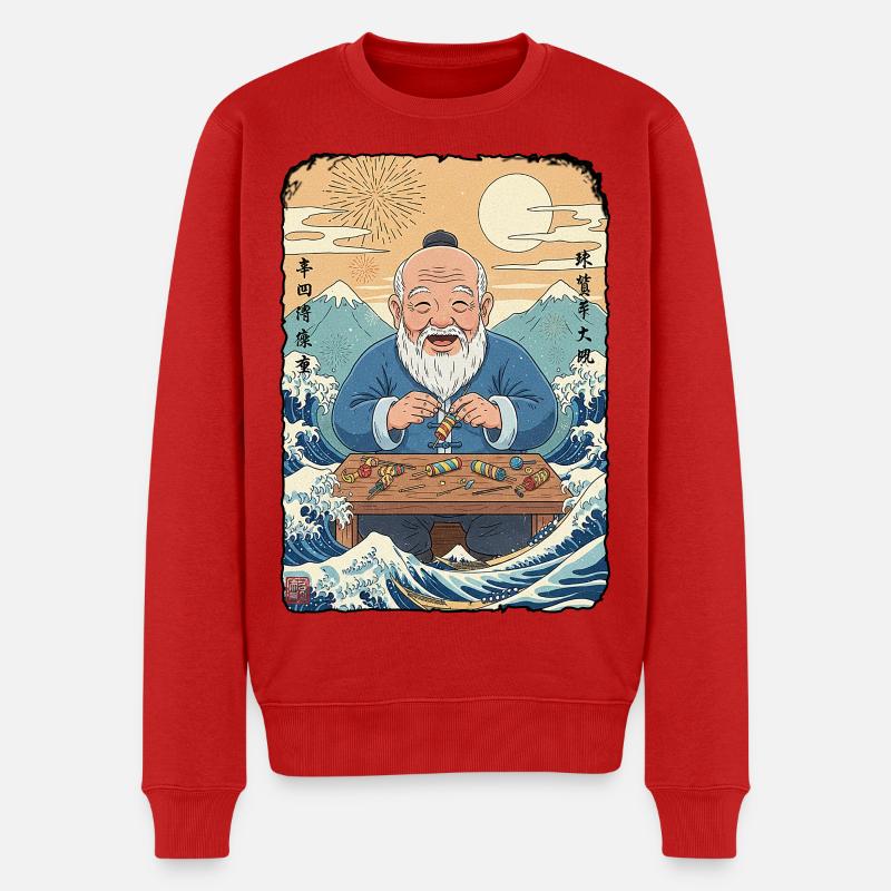 Pyro Kawaii Feuerwerk - Männer Premium Bio Pullover - Rot