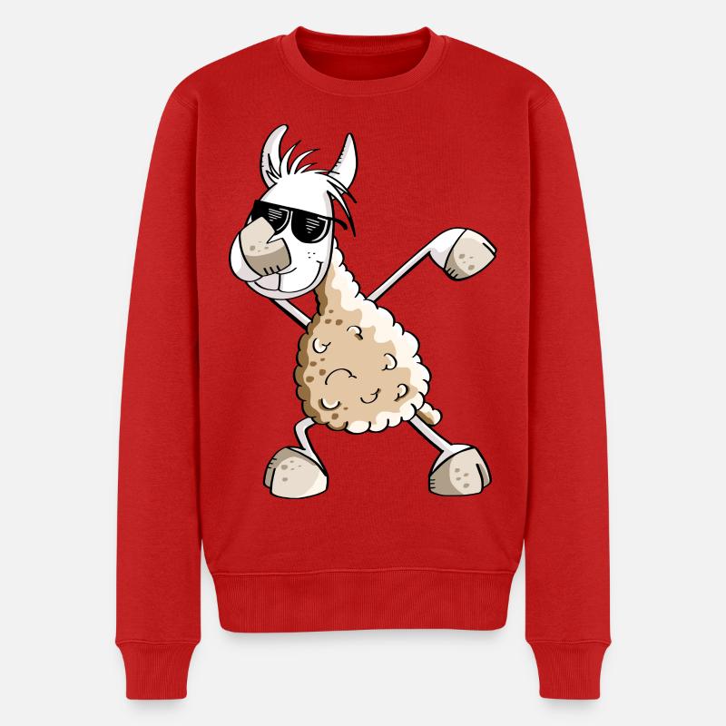 Cool Dab Dance Lama - Dabbing Alpaga - Comic Fun - Pull Premium bio Homme - rouge