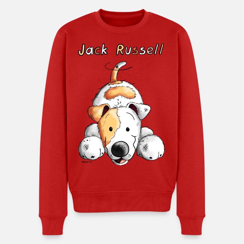 Verspielter Jack Russell - Männer Premium Bio Pullover - Rot