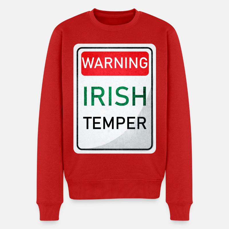 WARNUNG IRISH TEMPER - Männer Premium Bio Pullover - Rot