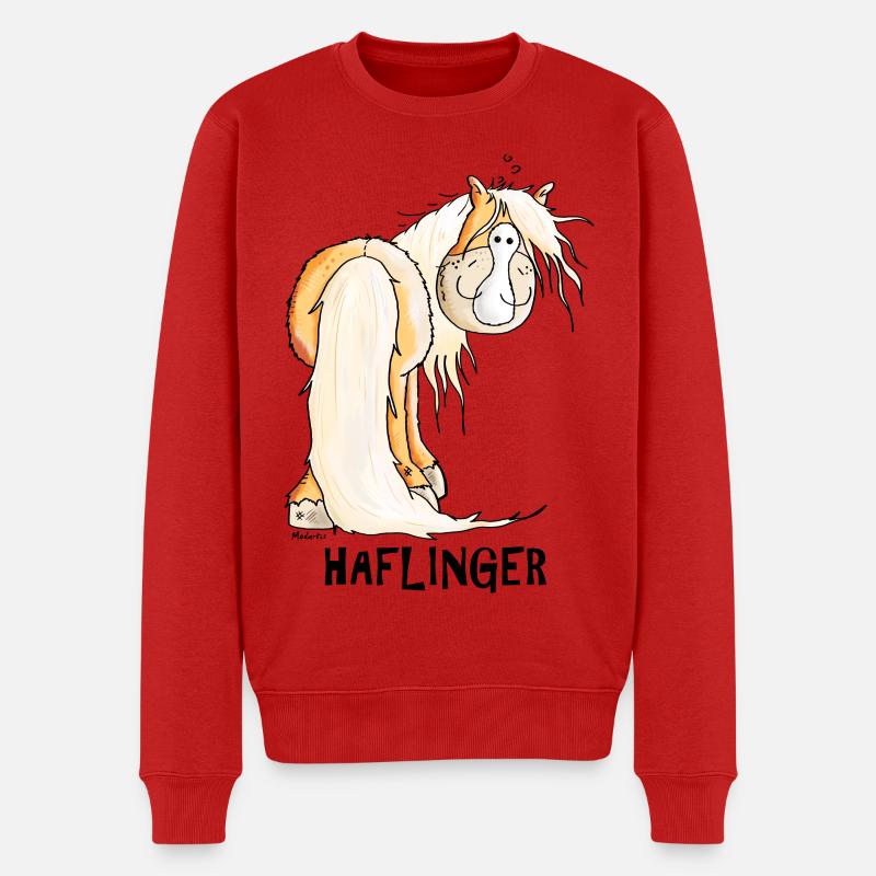 Happy Haflinger - Männer Premium Bio Pullover - Rot