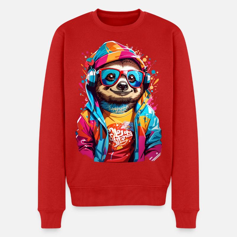 Coole Faultier - Männer Premium Bio Pullover - Rot