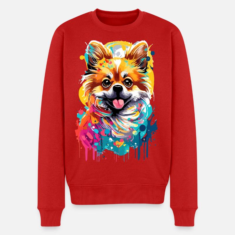 Deutscher Spitz - Zwergspitz Pomeranian Hund - Männer Premium Bio Pullover - Rot