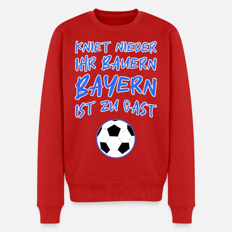 Bayerischer Fußball Spruch mit Fußball - Männer Premium Bio Pullover - Rot