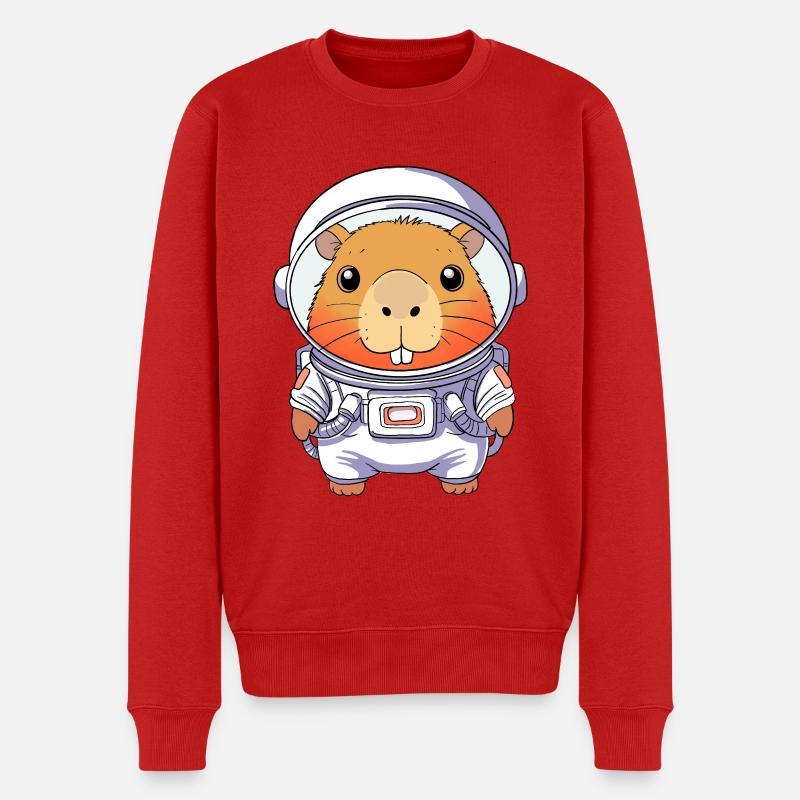 Capybara Astronaut - Männer Premium Bio Pullover - Rot
