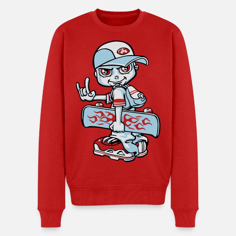 Garçon et son skateboard flex - Pull Premium bio Homme - rouge