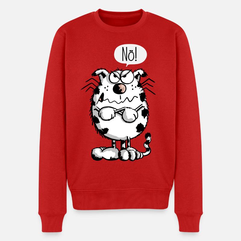 Nö - Nein - Katze - Comic - Fun - Lustig - Männer Premium Bio Pullover - Rot