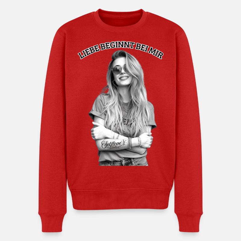Liebe beginnt bei mir - Männer Premium Bio Pullover - Rot