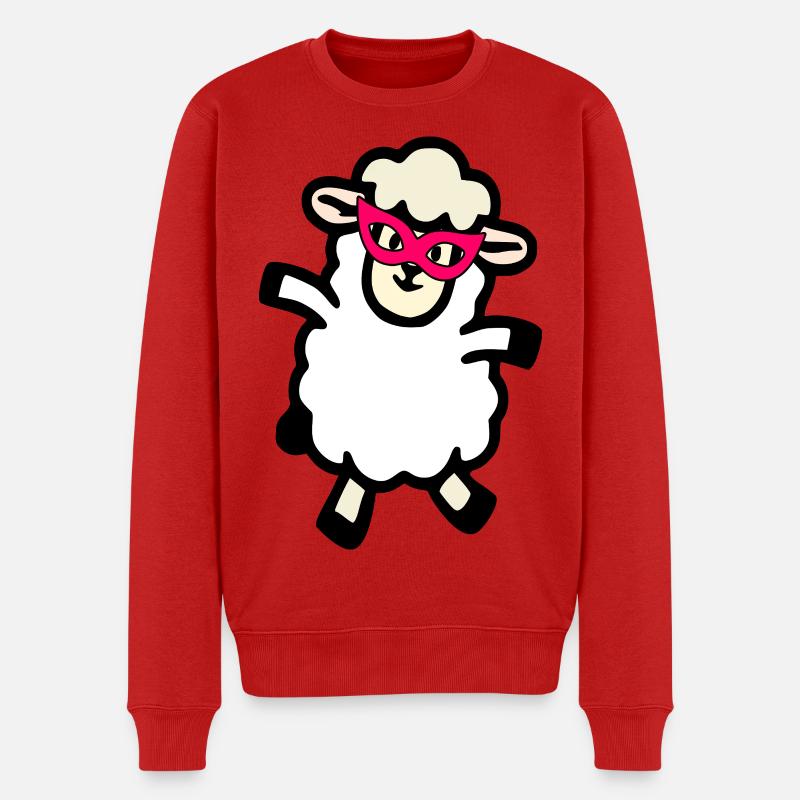 Karneval Maske Schafe - Männer Premium Bio Pullover - Rot