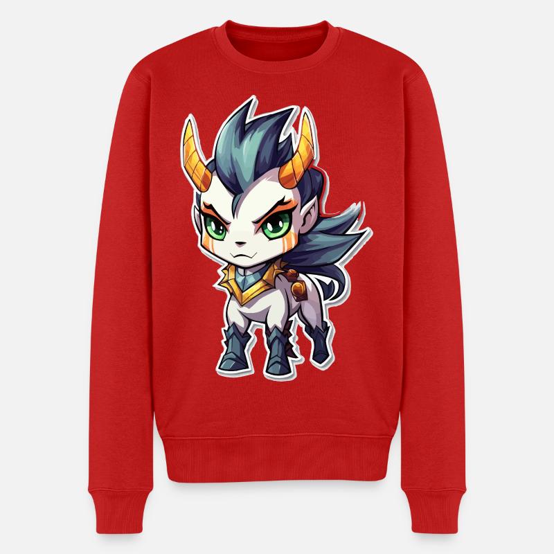 Chibi Dämonenpferd - Männer Premium Bio Pullover - Rot