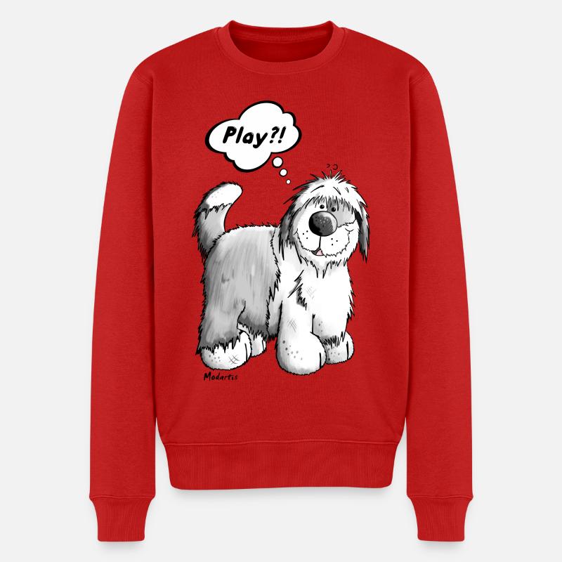 Bobtail denkt sich Play - Männer Premium Bio Pullover - Rot
