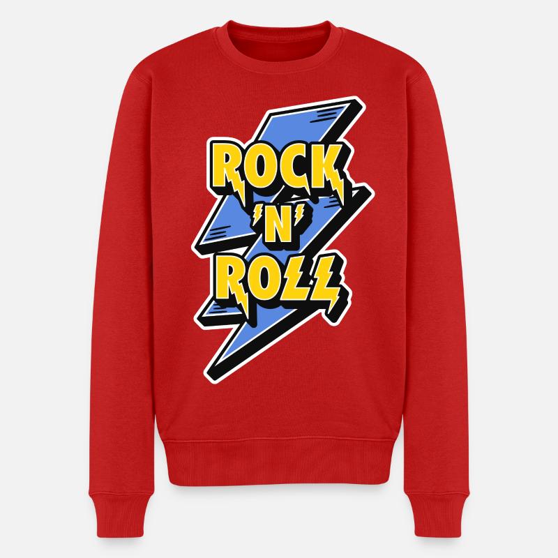 Rock 'N' Roll Lightning Bolt - Männer Premium Bio Pullover - Rot