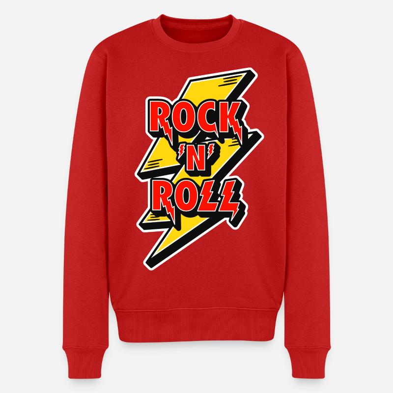 Rock N Roll Lightning Bolt Emblem - Männer Premium Bio Pullover - Rot
