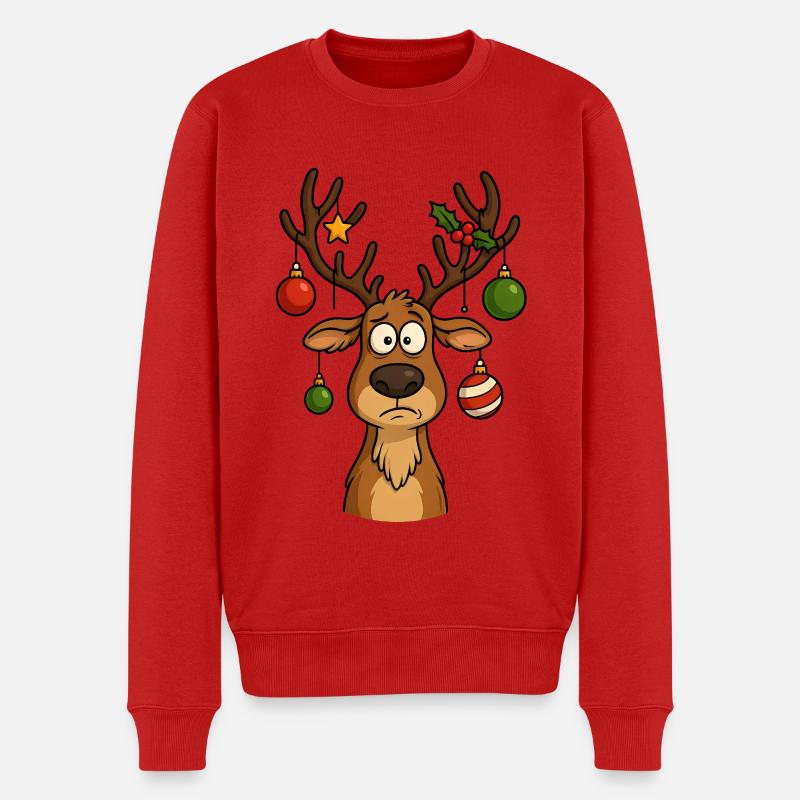 Cerf Rudolph Joyeux Noël doux - Pull Premium bio Homme - rouge