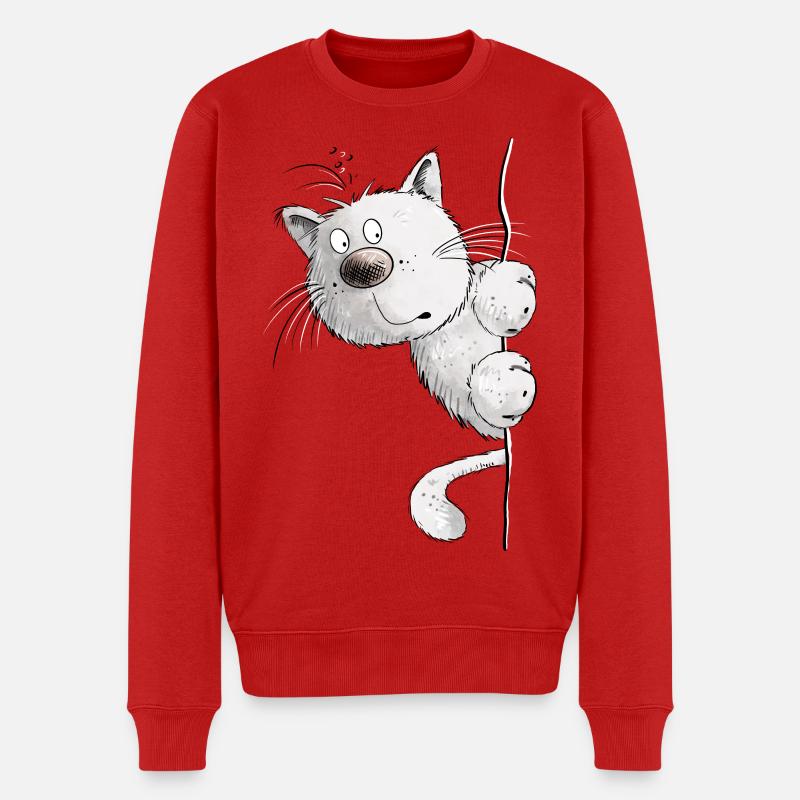 Weiße Katzen I Katzenfreunde Geschenk - Männer Premium Bio Pullover - Rot