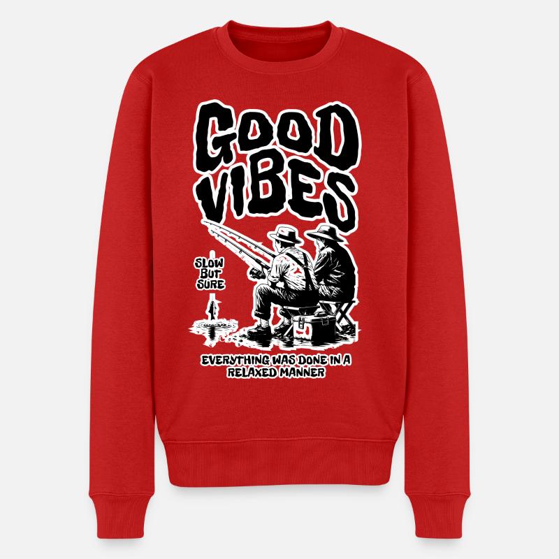 Pêche : Ondes positives - Pull Premium bio Homme - rouge