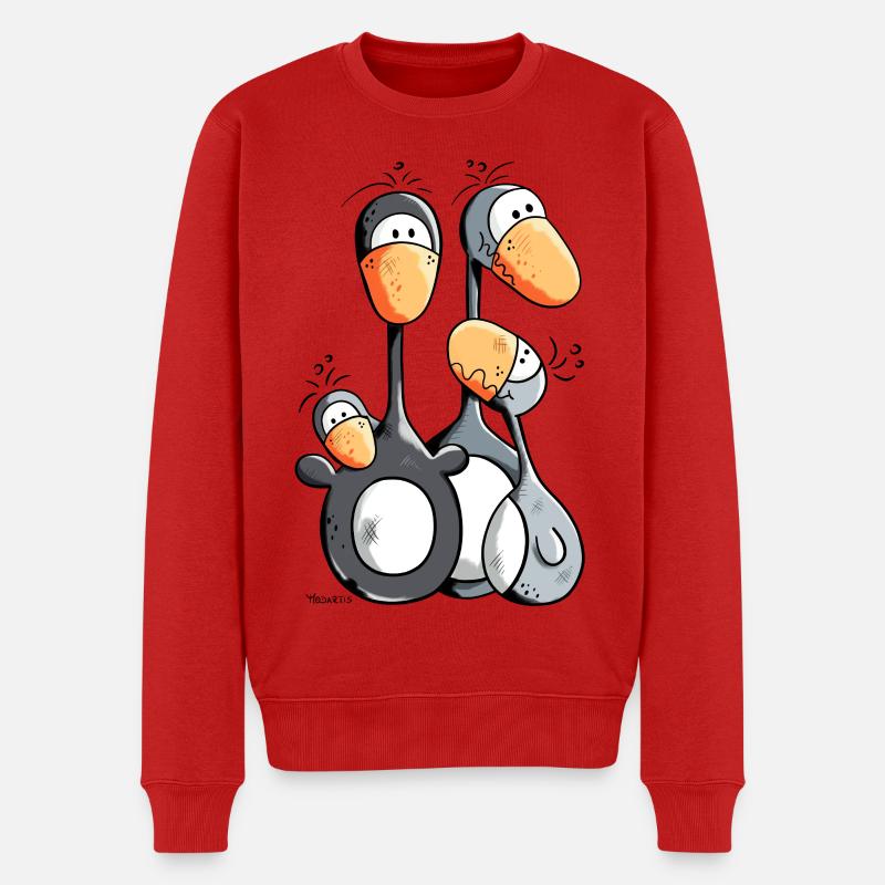 Pinguin Familie - Männer Premium Bio Pullover - Rot