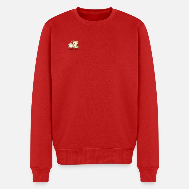 Illustration du chaton au café - Pull Premium bio Homme - rouge