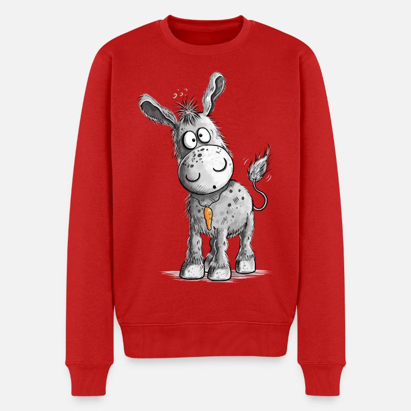Karotten Anhänger Esel Cartoon - Männer Premium Bio Pullover - Rot
