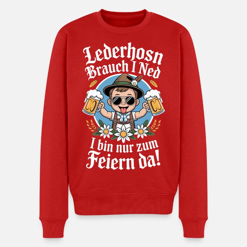 Lustiger LederhosnLederhosen Bayern Dialekt Spruch - Männer Premium Bio Pullover - Rot