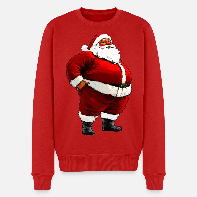 Dicker Weihnachtsmann - Männer Premium Bio Pullover - Rot