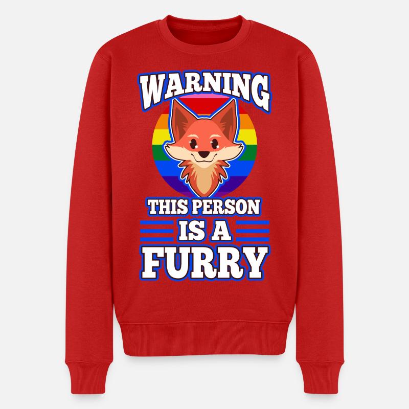 Warning This Person Is A Furry - Männer Premium Bio Pullover - Rot