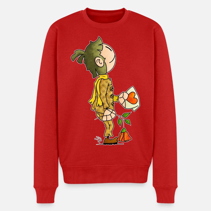 Quinn - der glückliche Liebesbrief / - Männer Premium Bio Pullover - Rot