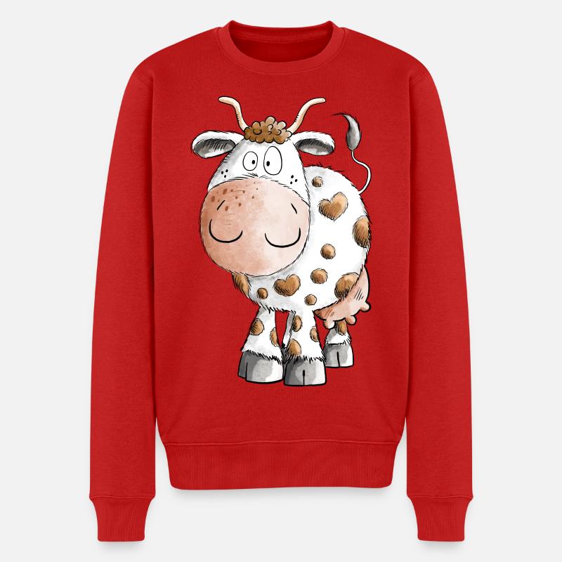Happy Kuh I Rindvieh - Männer Premium Bio Pullover - Rot