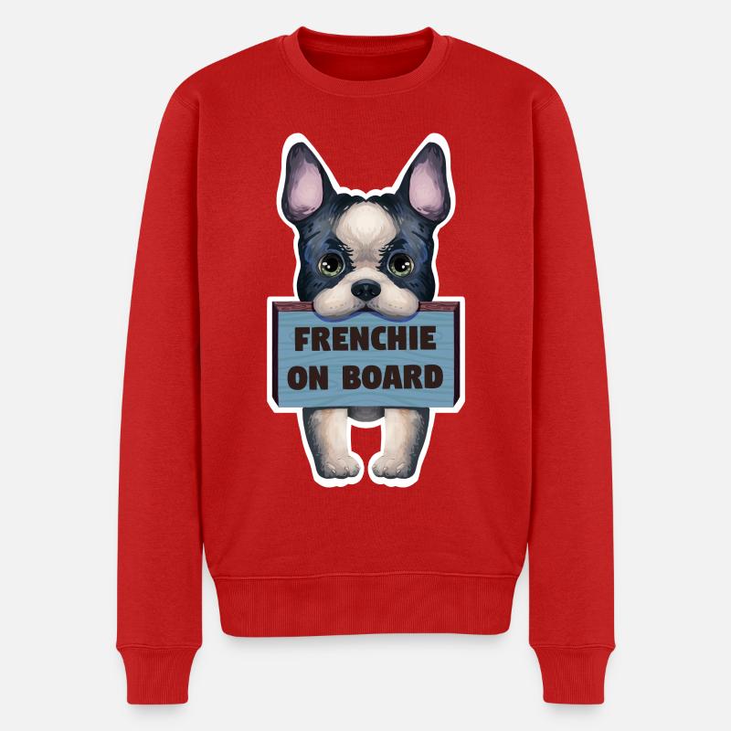 Sticker bouledogue français à bord - Pull Premium bio Homme - rouge