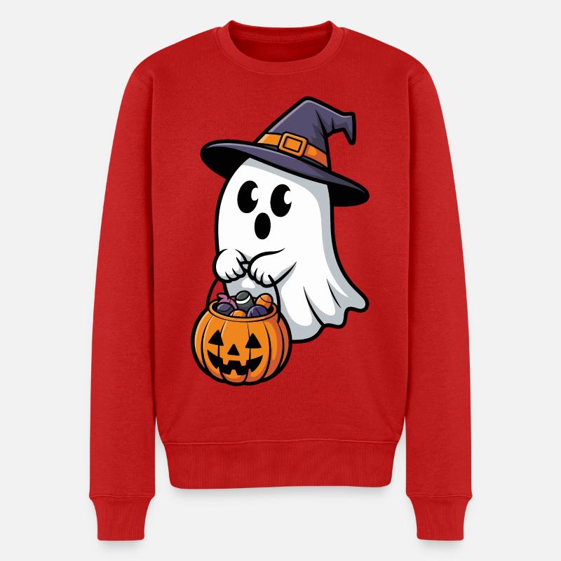 Gruselige Halloween Hexe Geist Design - Männer Premium Bio Pullover - Rot