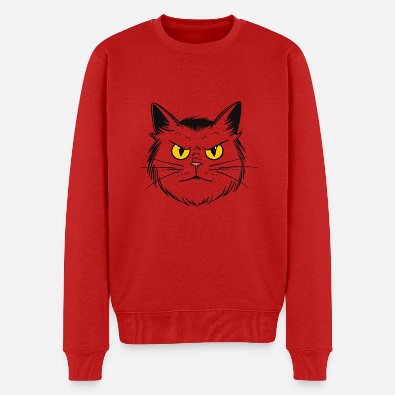 Gruselige Cartoon Katze - Männer Premium Bio Pullover - Rot