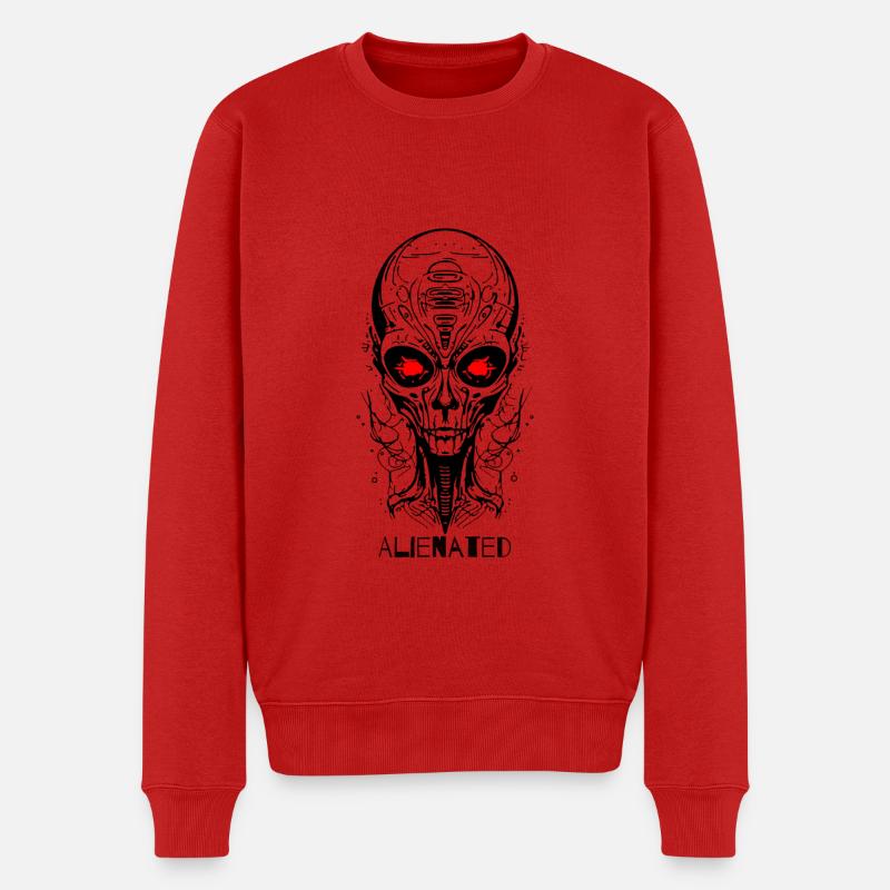 Entfremdetes Alien Gesicht - Männer Premium Bio Pullover - Rot