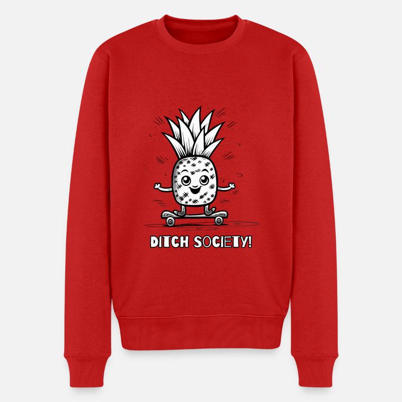 verlasse die Gesellschaft – Skateboardender Ananas - Männer Premium Bio Pullover - Rot