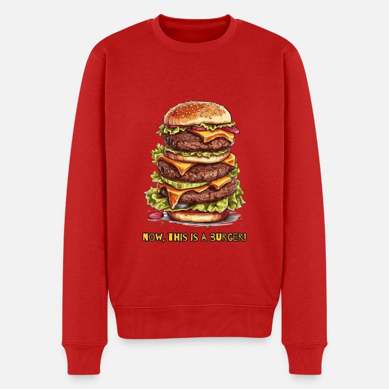 nun, das ist ein Burger - Männer Premium Bio Pullover - Rot