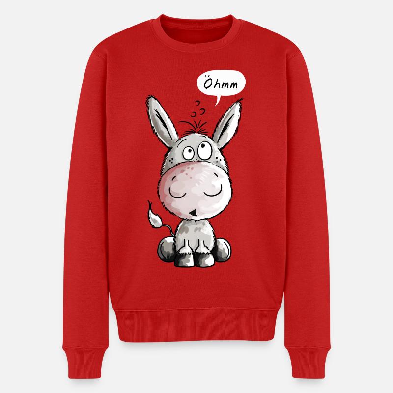 Öhmmm Esel - Eselchen - Comic - Tiere - Männer Premium Bio Pullover - Rot