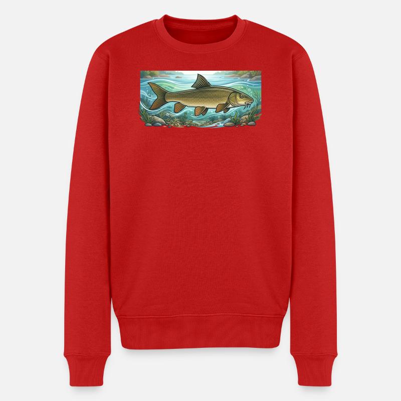 Barbe Angeln Fischen - Männer Premium Bio Pullover - Rot