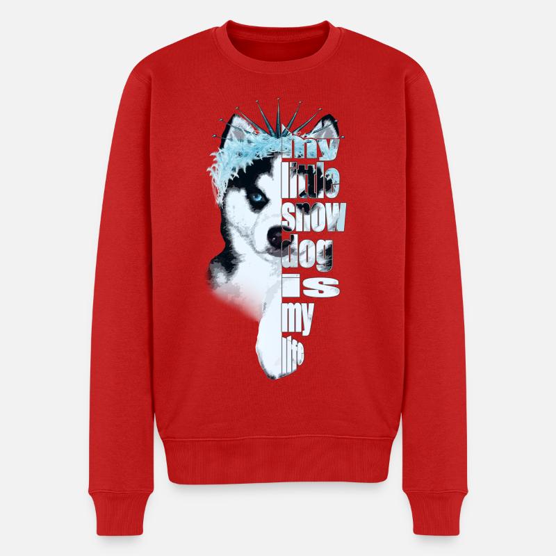 Eisbedeckter Husky mit Spruch - Männer Premium Bio Pullover - Rot