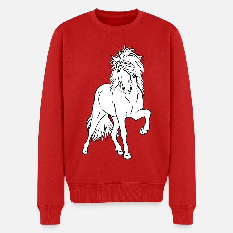 Island Hengst sw - Männer Premium Bio Pullover - Rot