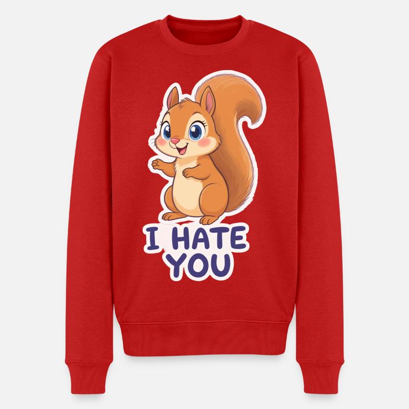 Kawaii Eichhörnchen – I Hate You Cartoon - Männer Premium Bio Pullover - Rot