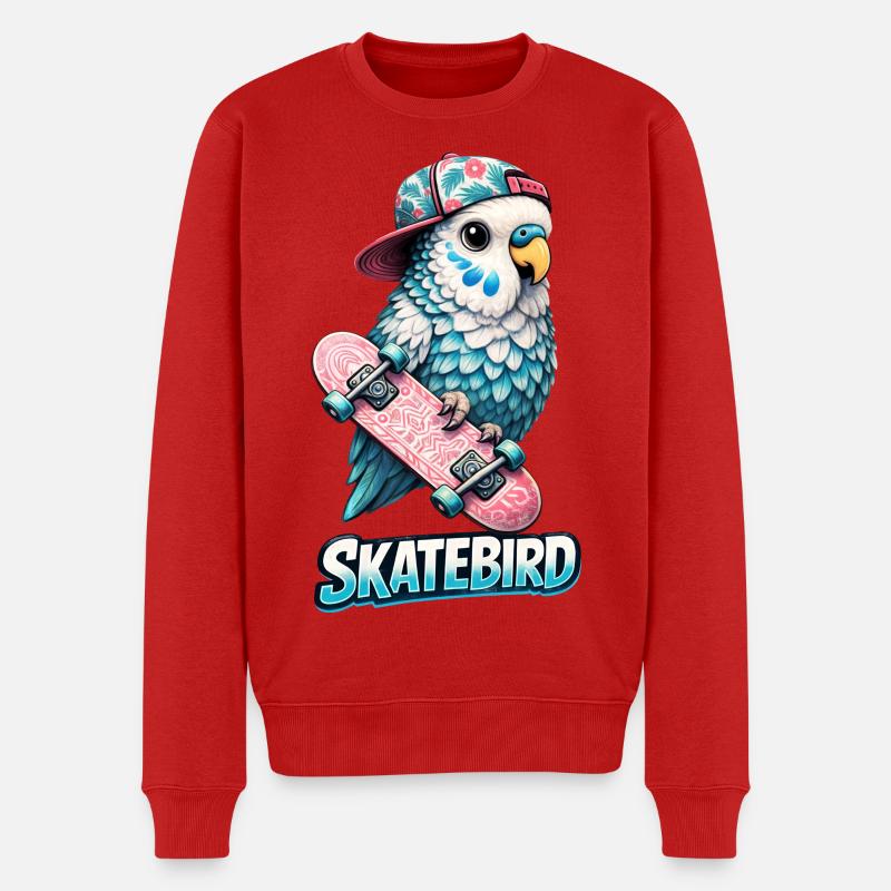 Blauer Skatebird – Coole Papagei-Illustration mit  - Männer Premium Bio Pullover - Rot