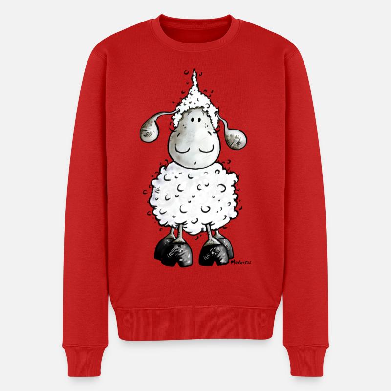 "Mc Wool" - mouton- moutons - Pull Premium bio Homme - rouge