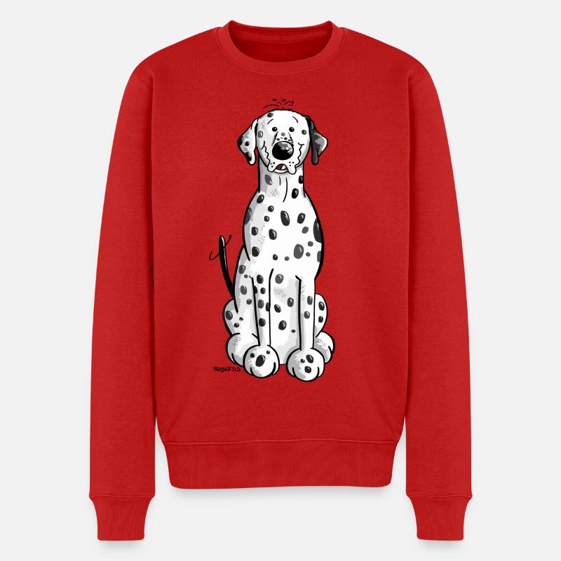 Drolliger Dalmatiner - Männer Premium Bio Pullover - Rot