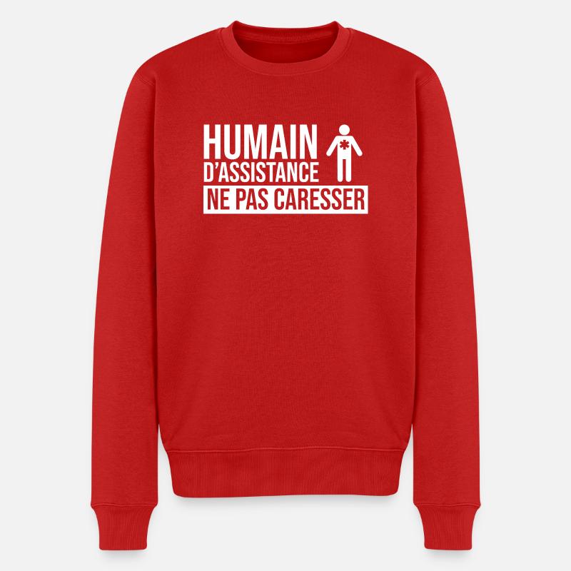 Humain d’assistance Ne pas caresser - Pull Premium bio Homme - rouge