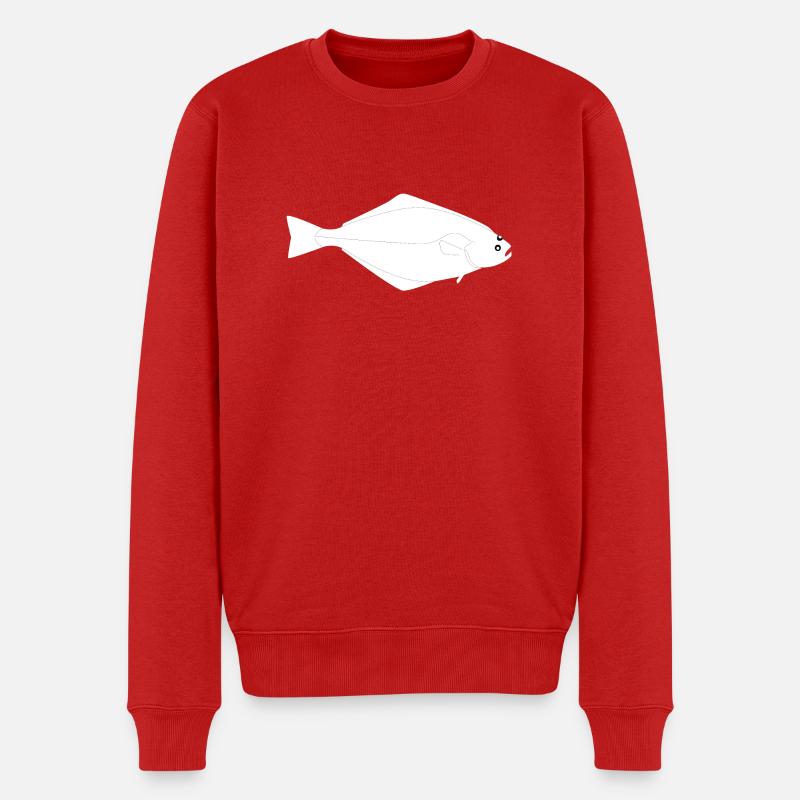 Heilbutt Vollformat weiß - Männer Premium Bio Pullover - Rot