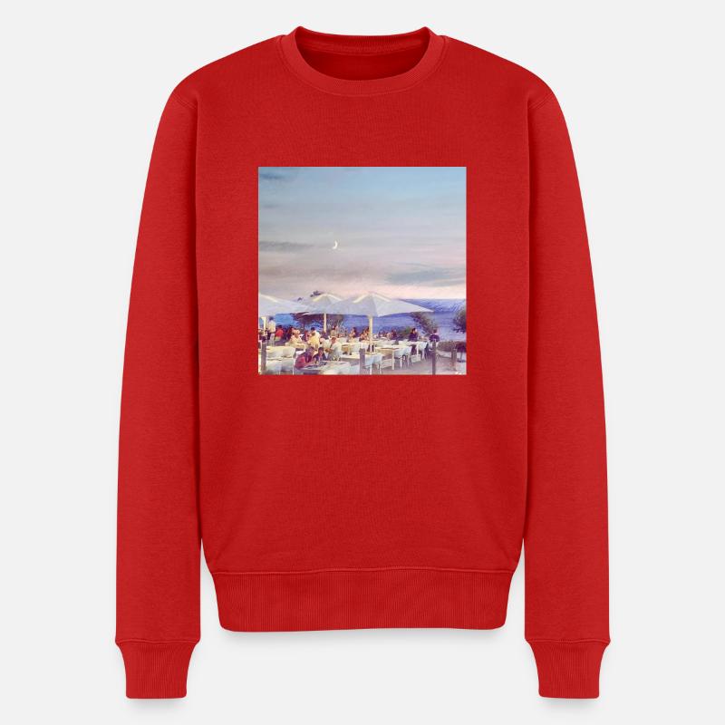 Bar de plage en Toscane - Pull Premium bio Homme - rouge