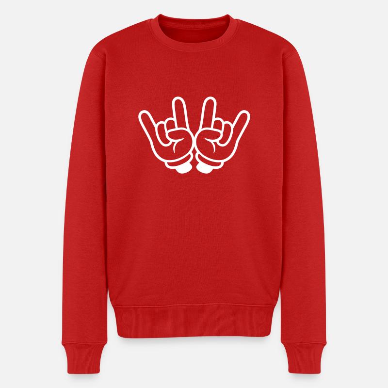 Party Hand Zeichen - Männer Premium Bio Pullover - Rot