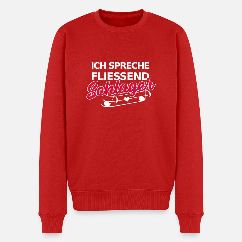 Lustiger Schlager Spruch - Ich spreche fließend - Männer Premium Bio Pullover - Rot
